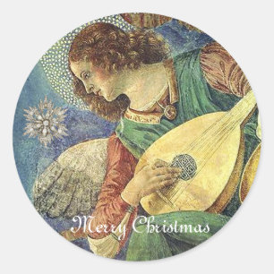 STICKER ROND ANGE DE NOËL FABRIQUANT DE LA MUSIQUE AVEC DIAMOND