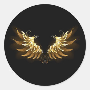 Sticker Rond Ange d'or sur arrière - plan noir