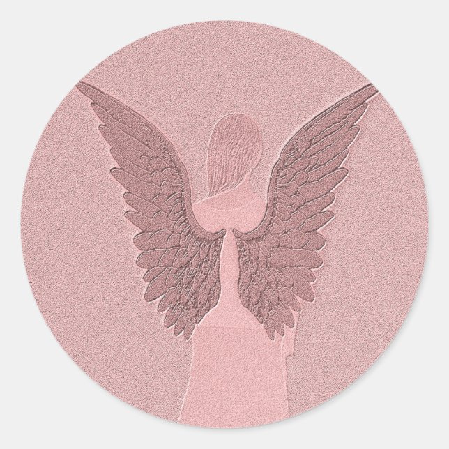Sticker Rond Ange Gardien rose (Devant)