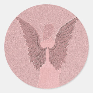 Sticker Rond Ange gardien rose