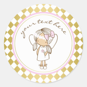 Sticker Rond Ange Party Stickers-Gold & Pink