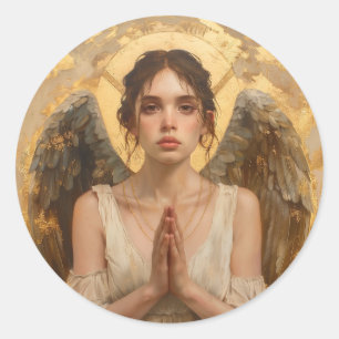 Sticker Rond Ange priant