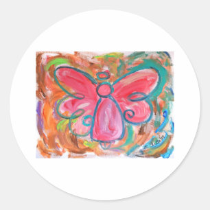 Sticker Rond ange rose pour feuilles d'automne