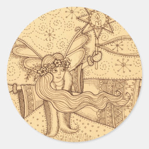 Sticker Rond Ange ukrainien de Noël