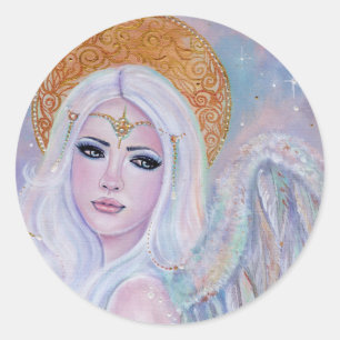 Sticker Rond Angel art Evangelina par Renee Lavoie
