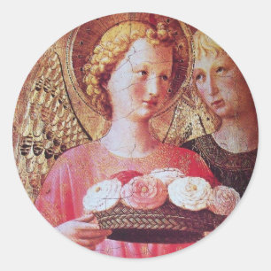 STICKER ROND ANGEL AVEC ROSES
