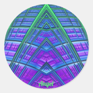 Sticker Rond ANGEL ~ COOL ! Vert bleu bleu géométrique ~