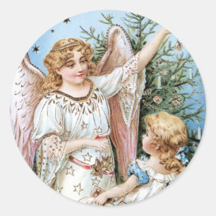 Sticker Rond Angel décorant l'arbre