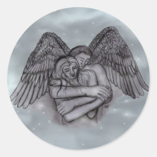 Sticker Rond Angel Eros en amour