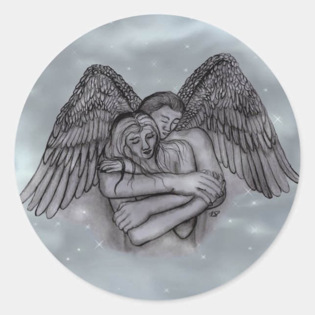 Sticker Rond Angel Eros en amour (Devant)