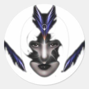 Sticker Rond Angel Eyes Ailes De Vent Fractal Art