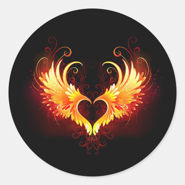 Sticker Rond Angel Fire Heart with Wings (Devant)
