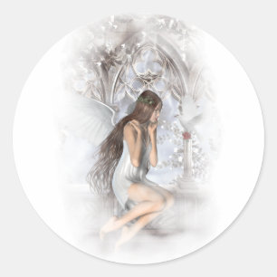 Sticker Rond Angel gothique et sa colombe Vignette