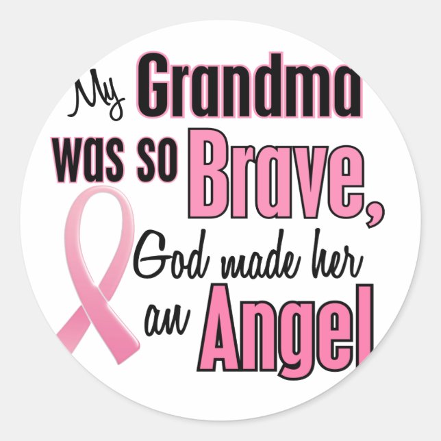 Sticker Rond Angel GRANDMA Cancer du sein T-shirts et vêtements (Devant)