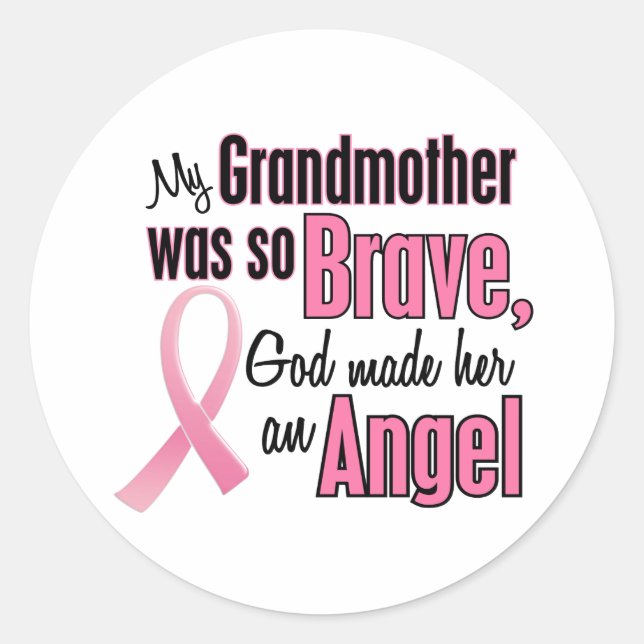 Sticker Rond Angel GRANDMÈRE Cancer du sein T-shirts et vêtemen (Devant)