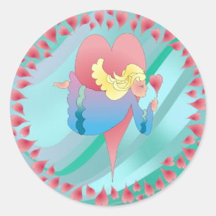 Sticker Rond ANGEL & HEARTS par SHARON SHARPE