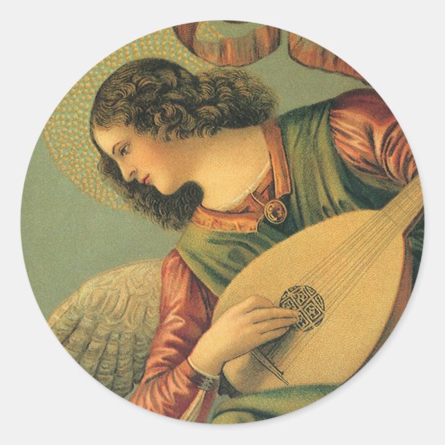 Sticker Rond Angel Musician, Melozzo da Forli, Art Renaissance (Devant)