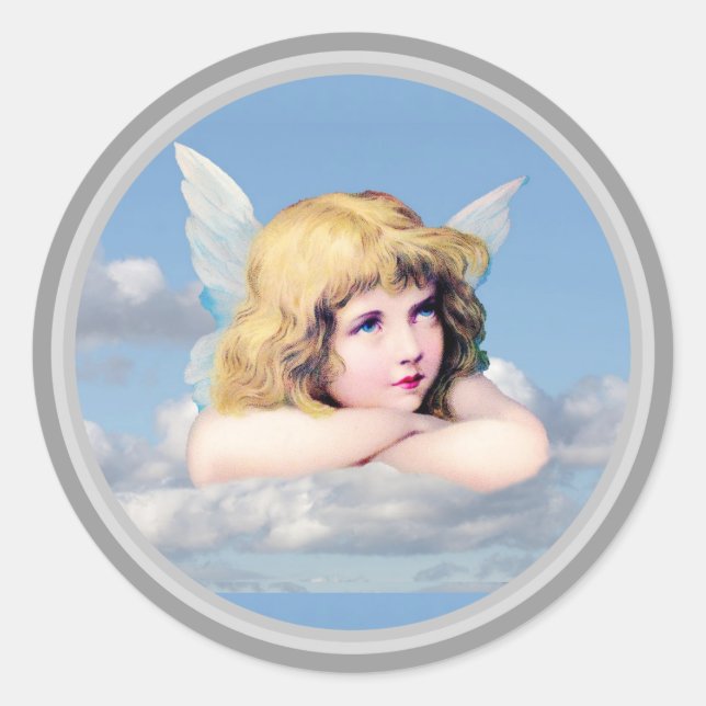 Sticker Rond Angel Reposé Sur Un Nuage (Devant)