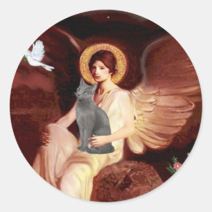 Sticker Rond Angel Seed - Russian Blue cat
