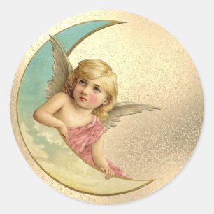 Sticker Rond Angel vintage de lune