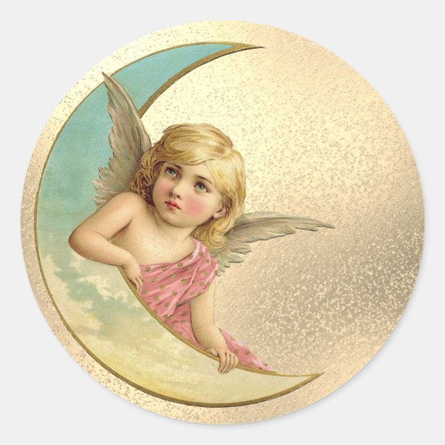 Sticker Rond Angel vintage de lune (Devant)