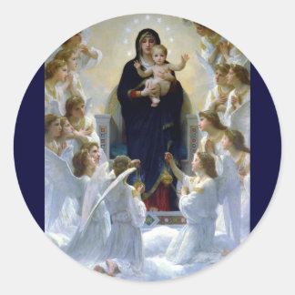 Sticker Rond Angels madona bébé religion chrétienne nuages