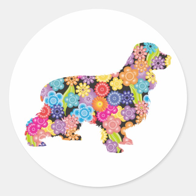 Sticker Rond Anglais Cocker Spaniel (Devant)