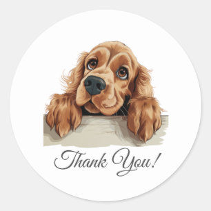 Sticker Rond Anglais Cocker Spaniel Chien Merci