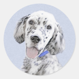 Sticker Rond Anglais Setter Blue Belton Peinture Chien Art