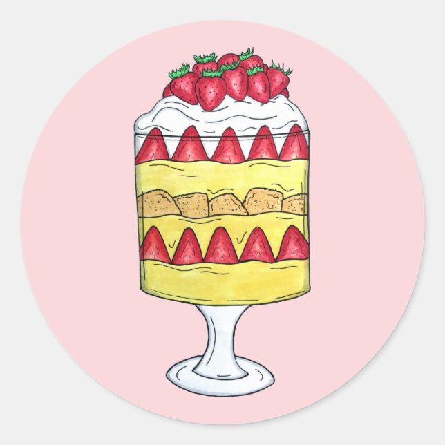 Sticker Rond Anglais Trifle Fruit Custsert Cuisine britannique (Devant)
