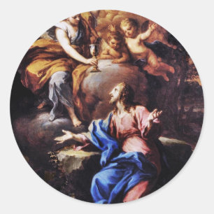 Sticker Rond Angles avec Jésus dans le Jardin