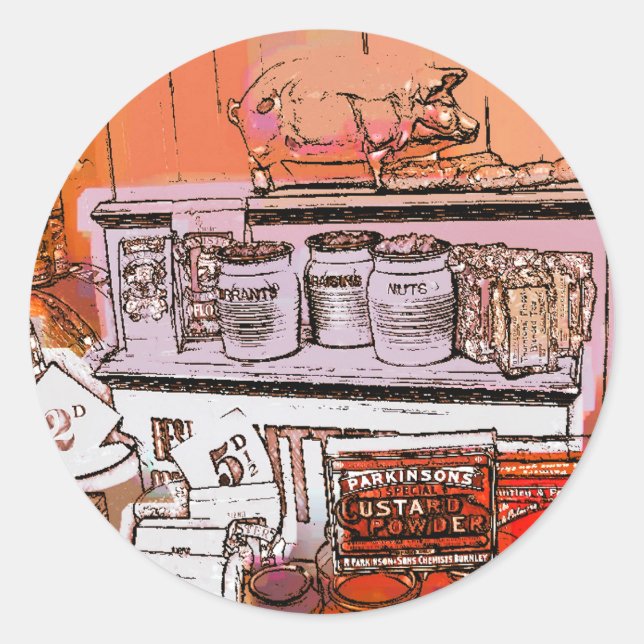 STICKER ROND ANGLETERRE VICTORIENNE (Devant)