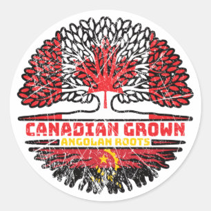 Sticker Rond Angola Angolais Canada drapeau des racines d'arbre