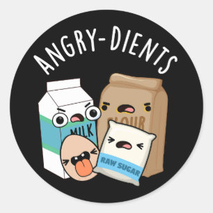 Sticker Rond Angry dients Funny Baking Pun Dark BG