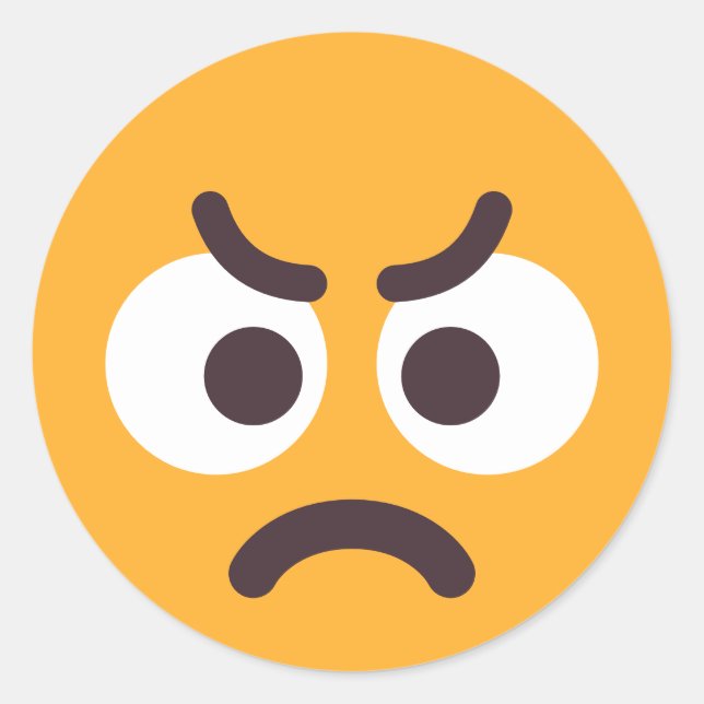 Sticker Rond Angry Face mignon Fun Couleurs modifiables Emoji (Devant)