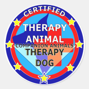 STICKER ROND ANIMAL CERTIFIÉ DE THÉRAPIE - CHIEN DE THÉRAPIE
