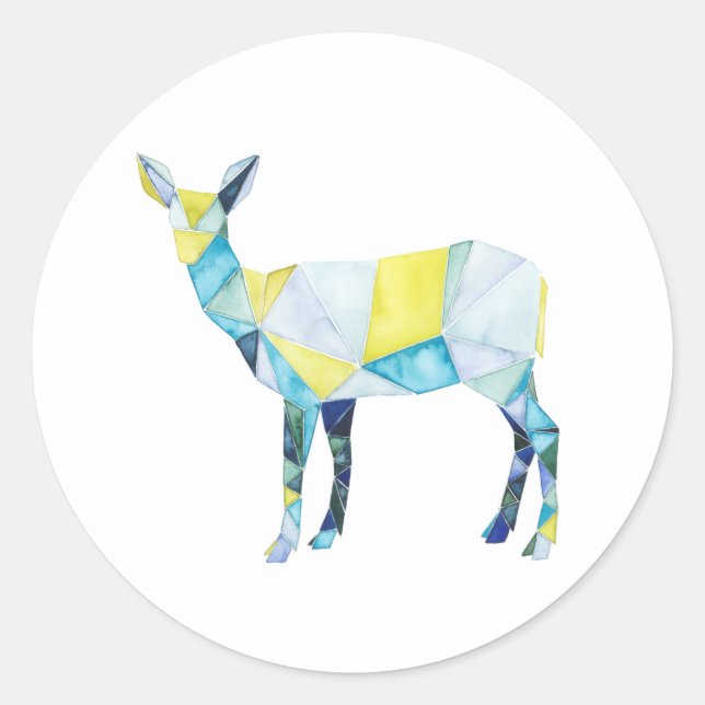 Sticker Rond Animal de cerfs géométrique (Devant)
