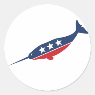 Sticker Rond Animal de fête - Narwhal