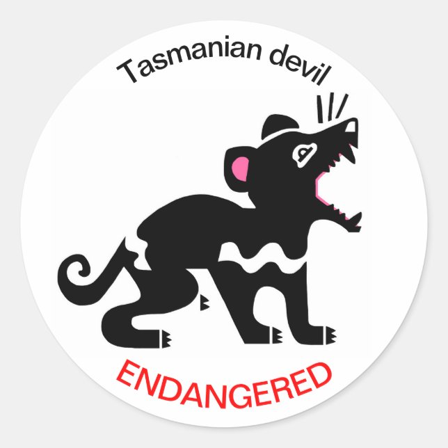 Sticker Rond Animal en voie de disparition - Cool DIABLE Tasman (Devant)