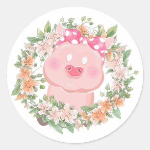 Sticker Rond Animal Farmer Farm Idée Cadeau Femme Fleur Flower 