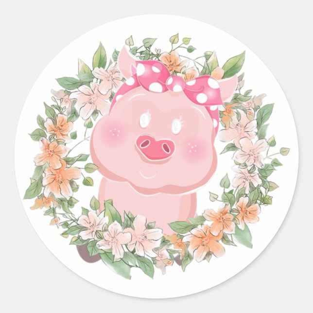 Sticker Rond Animal Farmer Farm Idée Cadeau Femme Fleur Flower  (Devant)