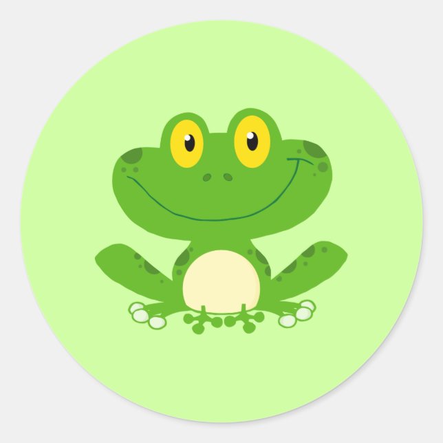 Sticker Rond Animal mignon vert amphibie de bande dessinée de (Devant)