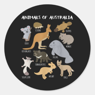 Sticker Rond Animals of Australia Australian Animal Educational