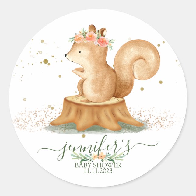 Sticker Rond Animals Squirrel Family wildlife (Devant)