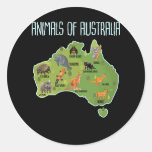 Sticker Rond Animaux D'Australie Animaux D'Australie