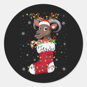 Sticker Rond Animaux de chèvre de Santa Hat en Chaussettes Lumi