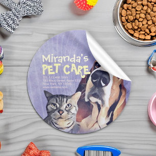 Sticker Rond Animaux de compagnie assis Bain Salon Grooming Foo