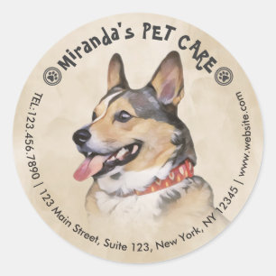 Sticker Rond Animaux de compagnie Grooming assis Bain Chien Bea