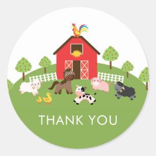 Sticker Rond Animaux de ferme Baby shower Merci Favoriser Stick