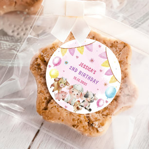 Sticker Rond Animaux de ferme Ballons de nid Fête Anniversaire